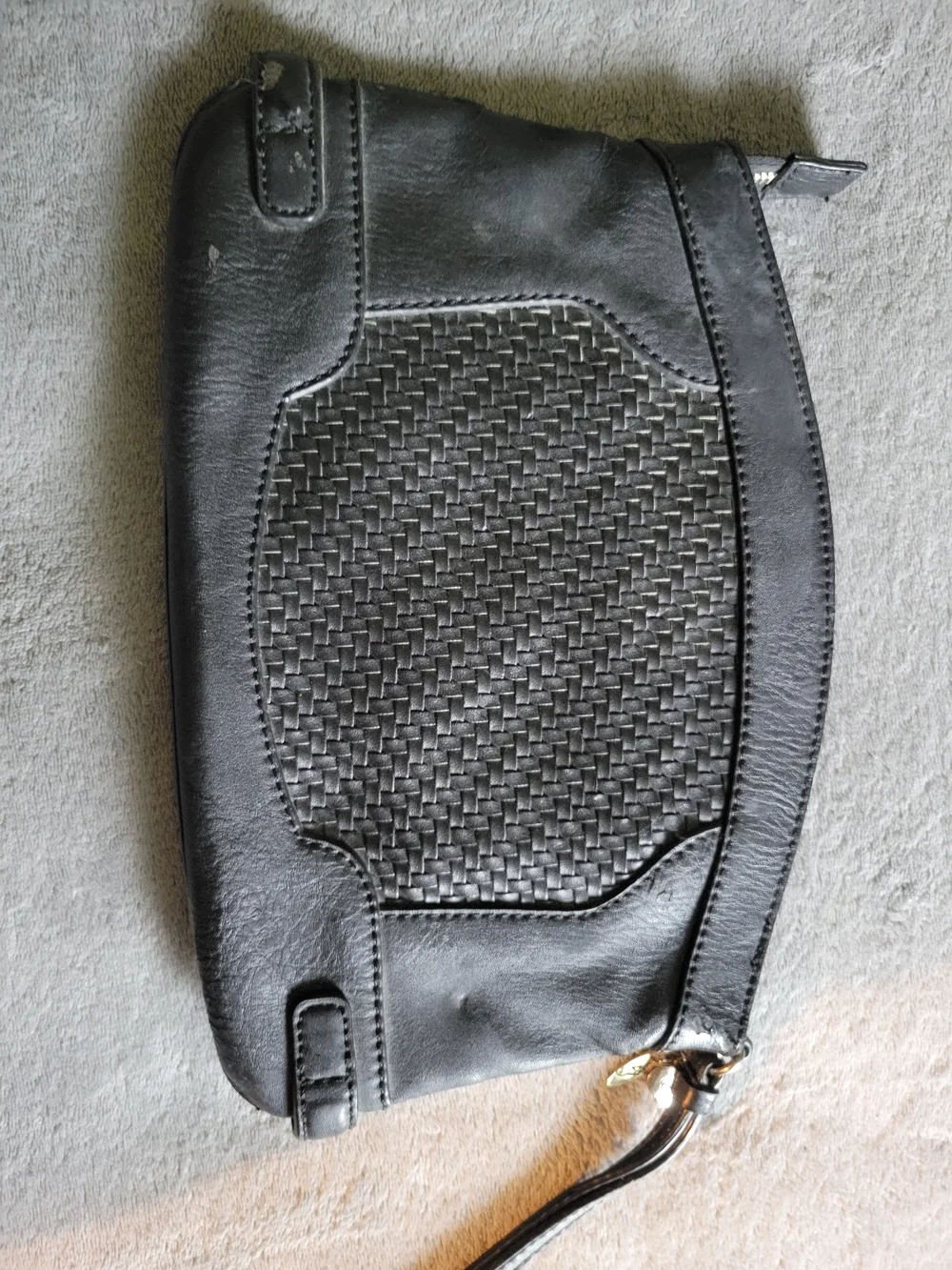 Guess Women's Black Woven Tote Bag with Gold Logo